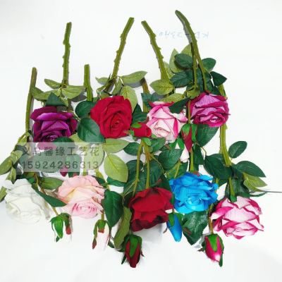 Artificial Rose Single Rose Valentine's Day Home Wedding Artificial/Fake Flower Artificial Feel Flannel Rose