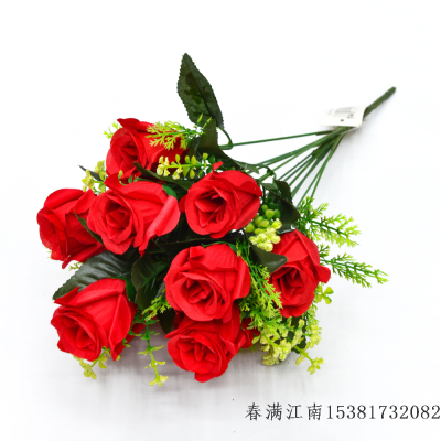 Seven-Color Rose Artificial Flower Wedding Bouquet Holder Household Commercial Use Decorative Fake Flower