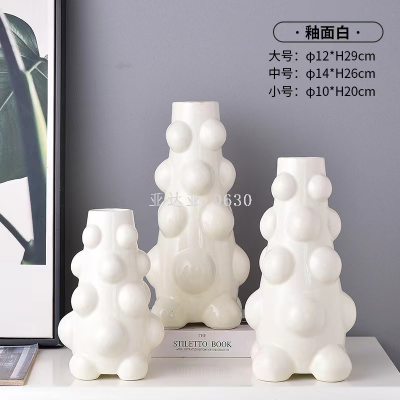 Electroplated Silver Special-Shaped Ceramics Art Vase Decoration Porcelain Crafts Ins Style Flower Arrangement Vase