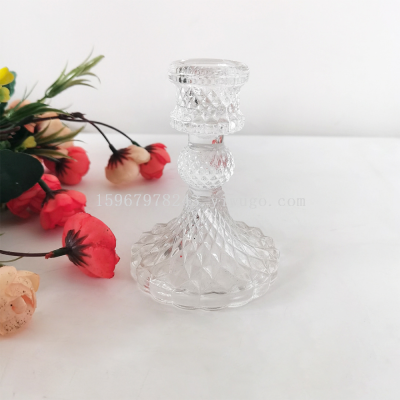 Creative Glass Candlestick Retro Candlestick High Pole Candle Holder Wedding Glass Candle Ornaments