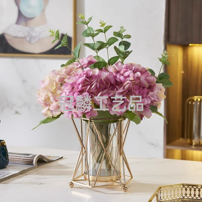 Creative Trending Metal Glass Vase Nordic Light Luxury Living Room Entrance Dining Table Flower Arrangement Decoration Bedroom Decorative Floral
