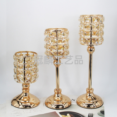 European-Style Wedding Single-Head Candlestick Christmas Props Crystal Crafts Ornaments Home Model Room Decoration Factory Supply
