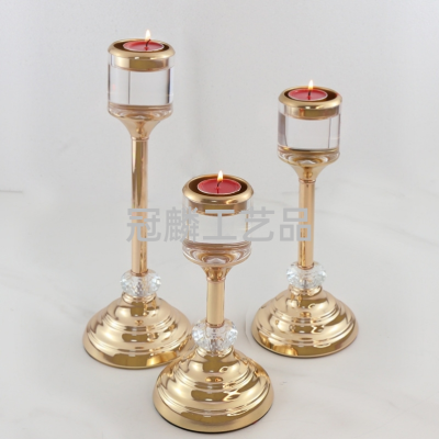 Acrylic Model Room Living Room Candlestick Decoration Chinese Retro Golden Wedding Candle Light Home Candlestick
