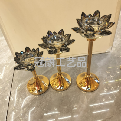 Candlestick Decoration Crystal Lotus European Style Villa Dining Table Ornament Wedding Celebration Decoration Decoration Simple Modern Wedding Gift