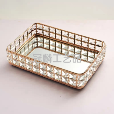 Light Luxury European-Style Crystal Fruit Plate Internet-Famous Crystal Glass Tray Storage Tray Boxes of Cakes Dessert Plate Creative Ornaments