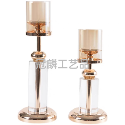 Nordic Light Luxury Crystal Candlestick Model Room Living Room Crystal Decoration Home Candlelight Dinner Romantic Candle Holder