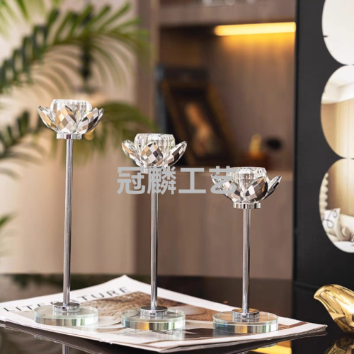 水晶.烛台金色北欧烛台摆件餐桌复古