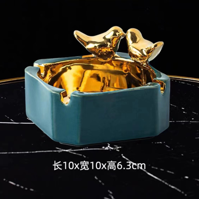 Factory Wholesale Nordic Light Luxury Plating Golden Ashtray Creative Home Living Room Decoration