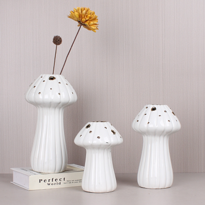 Net Red Mushroom Ceramic Vase Creative Modern Home Ornament Living Room Dining Table Flower Crafts New
