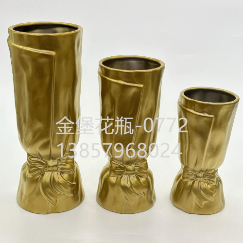 european modern art domestic ornaments table vase creative bowknot matte gold ceramic small vase