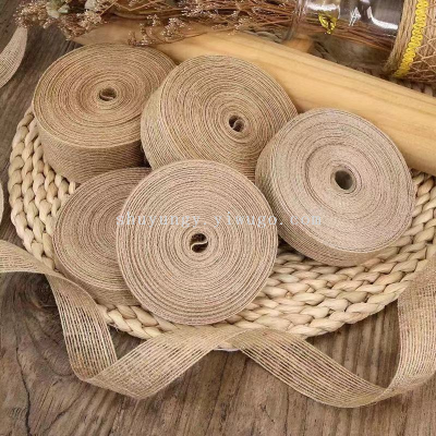 Flat Wide Hemp Rope Linen Strip Ribbon Handmade Lace Material DIY Environment Creation Ingredients Linen Ribbon