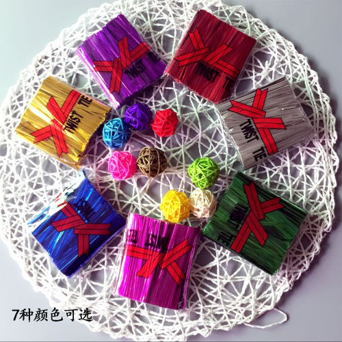 食品袋铁扎丝塑料袋扎口绳棒棒糖袋扎丝雪糕袋扎绳礼品袋扎带 8cm