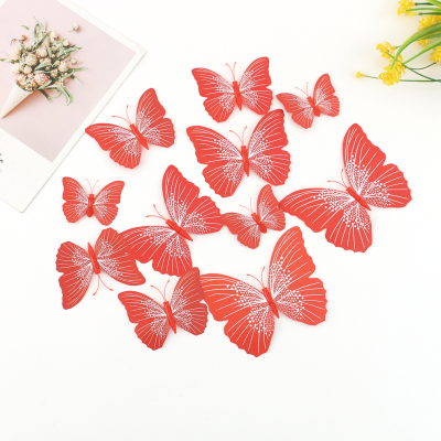 Color 3D Three-Dimensional Simulation Butterfly TV Background Wall Decorative Butterfly Children's Room PVC Simulation Butterfly Magnetic Suction