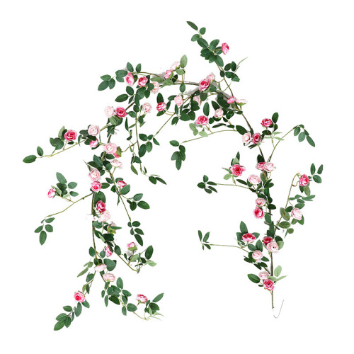 仿真玫瑰花藤 假花藤条茶玫壁挂空调藤蔓缠绕装饰藤蔓植物遮挡花