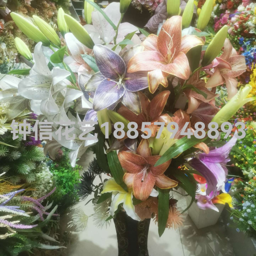 新款高支3头百合3d打印  高档家居装饰工程花