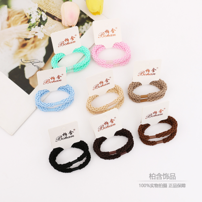 Korean Style Ins Style Candy Color Woven Hair Band High Elasticity Bold Type Hair Rope Rubber Band Durable Hair Friendly String Batch