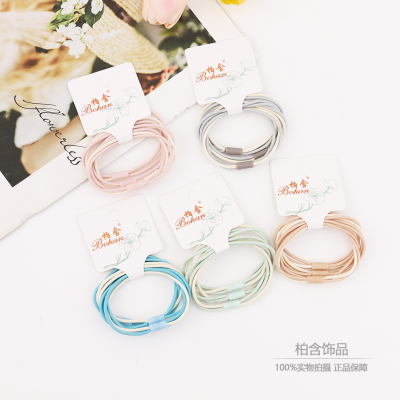 Simple Women's Three-in-One Fine Rubber Band Ponytail Headdress Hairtie Hair Rope Wholesale Ponytail Hair Ring Head Tie Cross-Border Wholesale