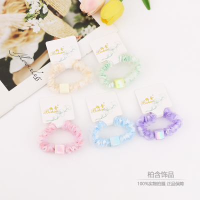 Pearl Small Square Pearl Mesh Hair Band Simple All-Match Rubber Band Spring and Summer Sweet Hair Rope Pleated New Hair Accessories Tide