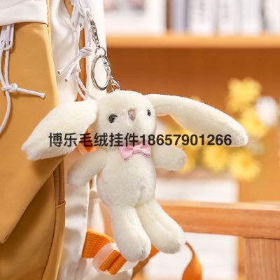 Long Ears Rabbit Pendant Four-Inch Plush Doll Keychain Schoolbag Ornaments Mini Scratching Doll Machine Doll Wholesale