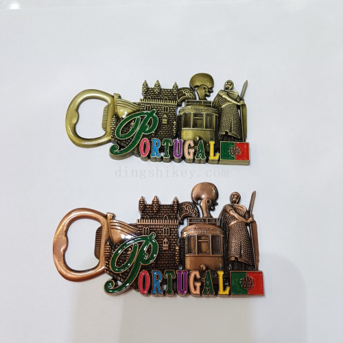 guangdong zinc alloy portugal exclusive logo building tourist souvenir parallel sticker bottle opener