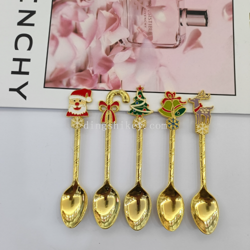 guangdong zinc alloy christmas series santa claus， christmas tree， christmas crutches and other spoons coffee spoon