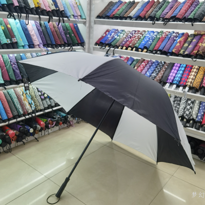 Factory Direct Sales Splicing Double-Frame Umbrella Advertising Umbrella Reinforced Wind-Resistant Manual Straight Rod Rain Or Shine Dual-Use Umbrella Foreign Trade Umbrella