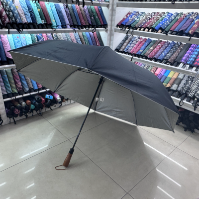 Large Wholesale Umbrella Oversized Two-Fold Silver Plastic Golf Umbrella Solid Folding Foreign Trade Umbrella Advertising Umbrella