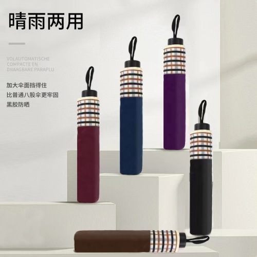 十骨遮阳伞折叠男女商务伞黑胶遮阳伞晴雨两用防嗮超大接边商务伞