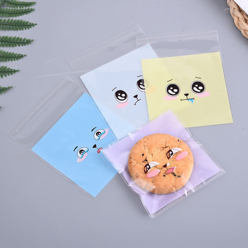 可爱表情OPP袋食品自粘袋雪花酥饼干自封袋 半透明糖果包装袋现货