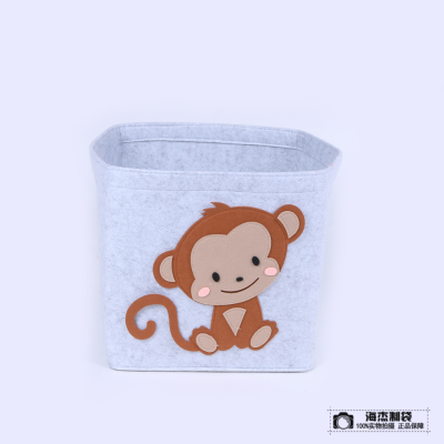 Cartoon Monkey Pattern Felt Anime Toy Storage Basket Snack Storage Bucket Makeup Storage Basket Factory Outlet