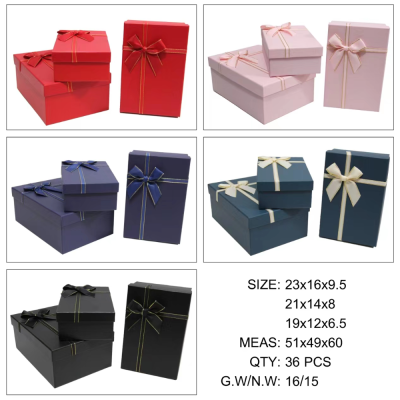 Factory Direct Sales Gift Box Square Gift Box Multiple Colors Bow Gift Box Jewelry Box Wholesale Custom
