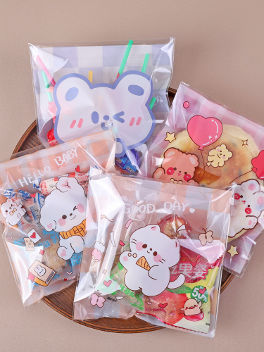 小清新卡通大号自粘袋食品袋儿童零食分享袋手塑料袋礼物独立密封