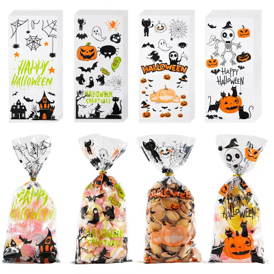 Cross-Border New Arrival Halloween OPP Flat Print Bag Biscuit Snack Candy Bag Holiday Party Plastic Packaging Bag