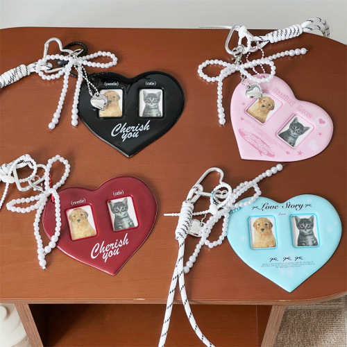 爱心双格大头贴照片ins简约装饰收纳网红咕卡套配件包包挂件挂饰