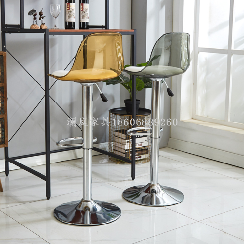 塑料吧台椅现代简约升降旋转酒吧椅前台高椅子pet透明伊姆斯吧椅