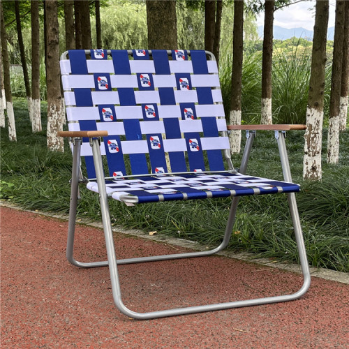 户外折叠椅 绑带椅 实木扶手露营椅 便携式休闲沙滩椅