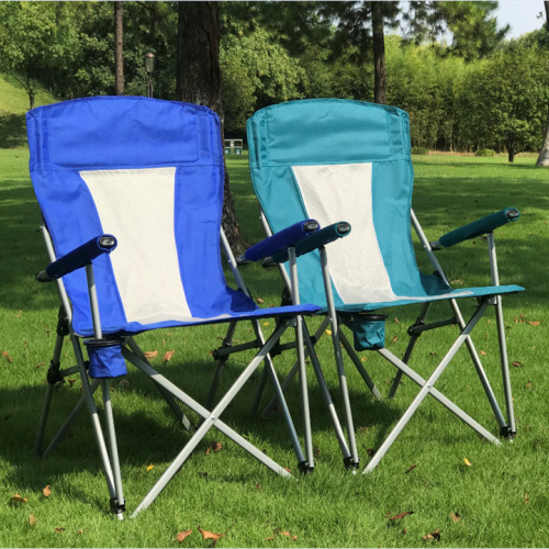 跨境专供新款户外折叠椅便携式野营沙滩椅休闲靠背扶手椅导演椅