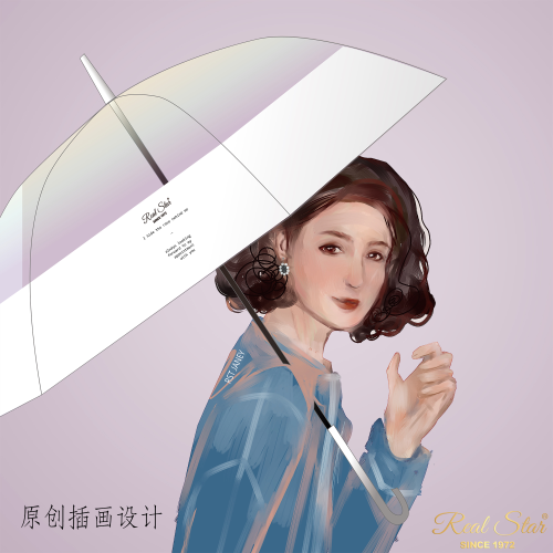 Rst935 Colorful Long Handle Transparent Umbrella Long Handle Umbrella Japanese and Korean Ins Style Niche Transparent Umbrella