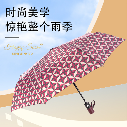 Hs3561 Triple Automatic Folding Umbrella Semi-automatic Fashion Women Umbrella Windproof Umbrella Wholesale