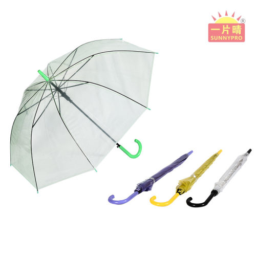 Factory Transparent Poe Fashion Creative Long Handle Umbrella Flexible Wind-Resistant 8-Bone Sunshade Rain Cover Multiple Multi-Color Options
