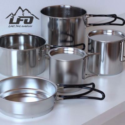 304 Stainless Steel Outdoor Camping Pot Set. Portable Outdoor Exposed Lightweight and Durable. Support One Piece Dropshipping.