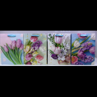 New White Card Blue White Green Pink Dusting Powder Tulip Rose Shopping Bag Gift Bag Tote Bag