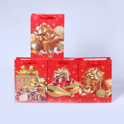 Factory Direct Sales Red Christmas Pattern Paper Gift Bag Kraft Paper Bag Handbag Gift Candy Bag Hand Gift Bag
