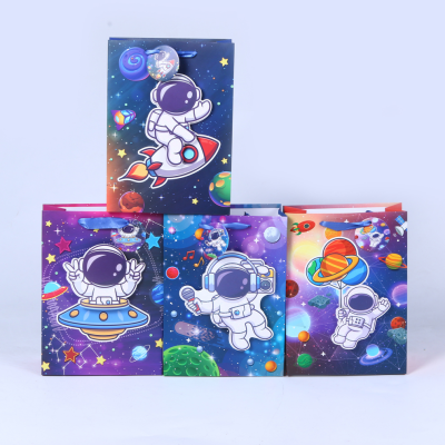 Astronaut Starry Sky Pattern Paper Gift Bag Kraft Paper Bag Handbag Gift Candy Bag Birthday Party Companion Gift Bag