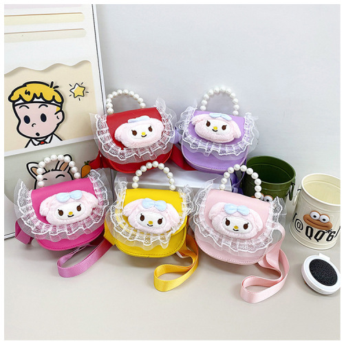 批发卡通珍珠手提儿童包新款美乐蒂公主单肩斜挎织带包亲子零钱包