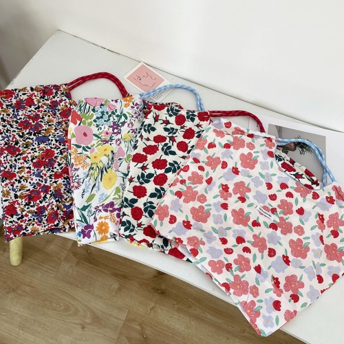 亚马逊跨境货源/碎花帆布包大容量托特包抽绳单肩包ins风休闲包