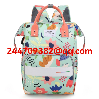 Large Capacity Mummy Bag Fashion Printing Insulation Breastmilk Storage Backpack Multi-Functional Mom Outing Casual Backpack Baby Diaper Bag