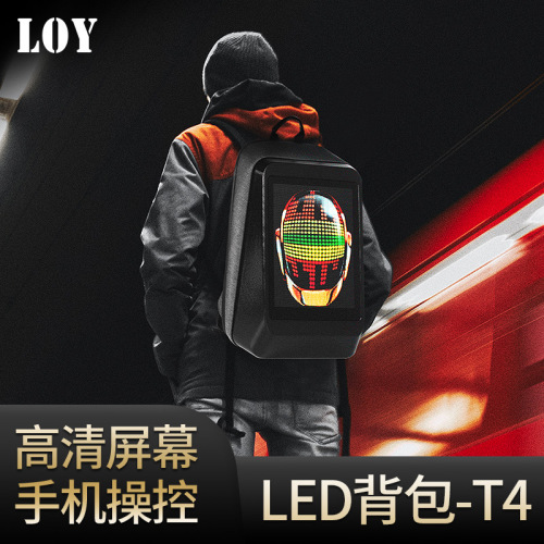 LED包背包黑金刚LED高清机车骑行背包宣传智能显示屏双肩背包书包