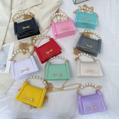 Small Square Bag Female 2023 New Jelly Bag Pearl Tote Chain Shoulder Messenger Bag Children's Bags China Export Bag