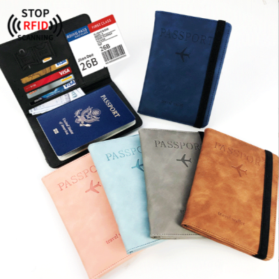 In Stock Amazon PU Leather Passport Bag RFID Multiple Card Slots Multifunctional Passport Certificate Holder Passport Cover